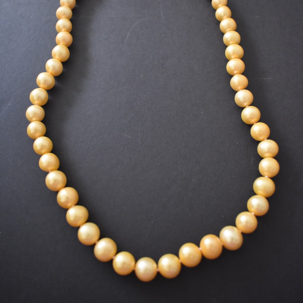 Peach Cultured Freshwater Pearl & Champagne Diamond 18k Gold Plated Strand
